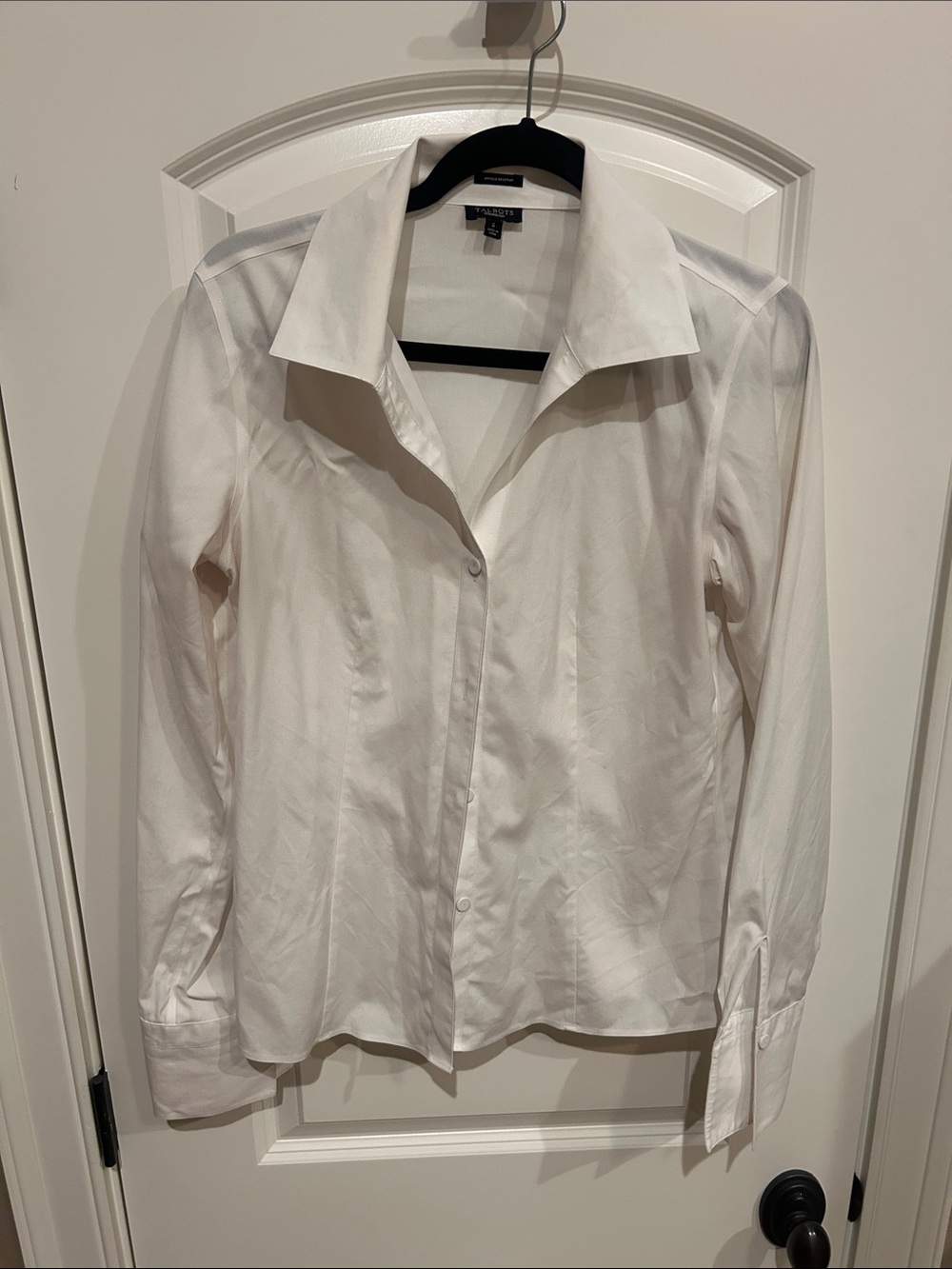 Talbots White Long-Sleeve Button Front Blouse